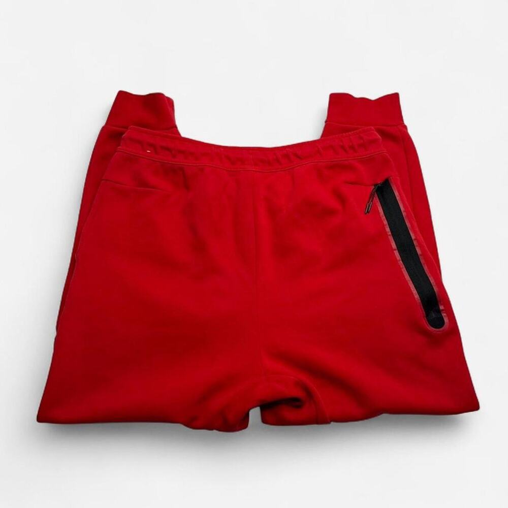 Nike Tech Fleece Joggers Red Black Zip Pocket Pants Large - Picture 3 of 8